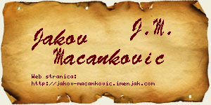 Jakov Macanković vizit kartica